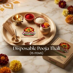 Disposable 15-Item Pooja Thali Set (6-Inch)